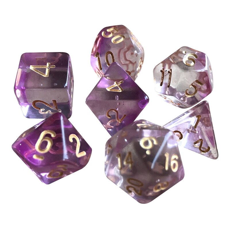 7 unidades/juego de dados de gema, juego de mesa de dos colores, multifacético, juego de dados geométricos MSU88: Purple