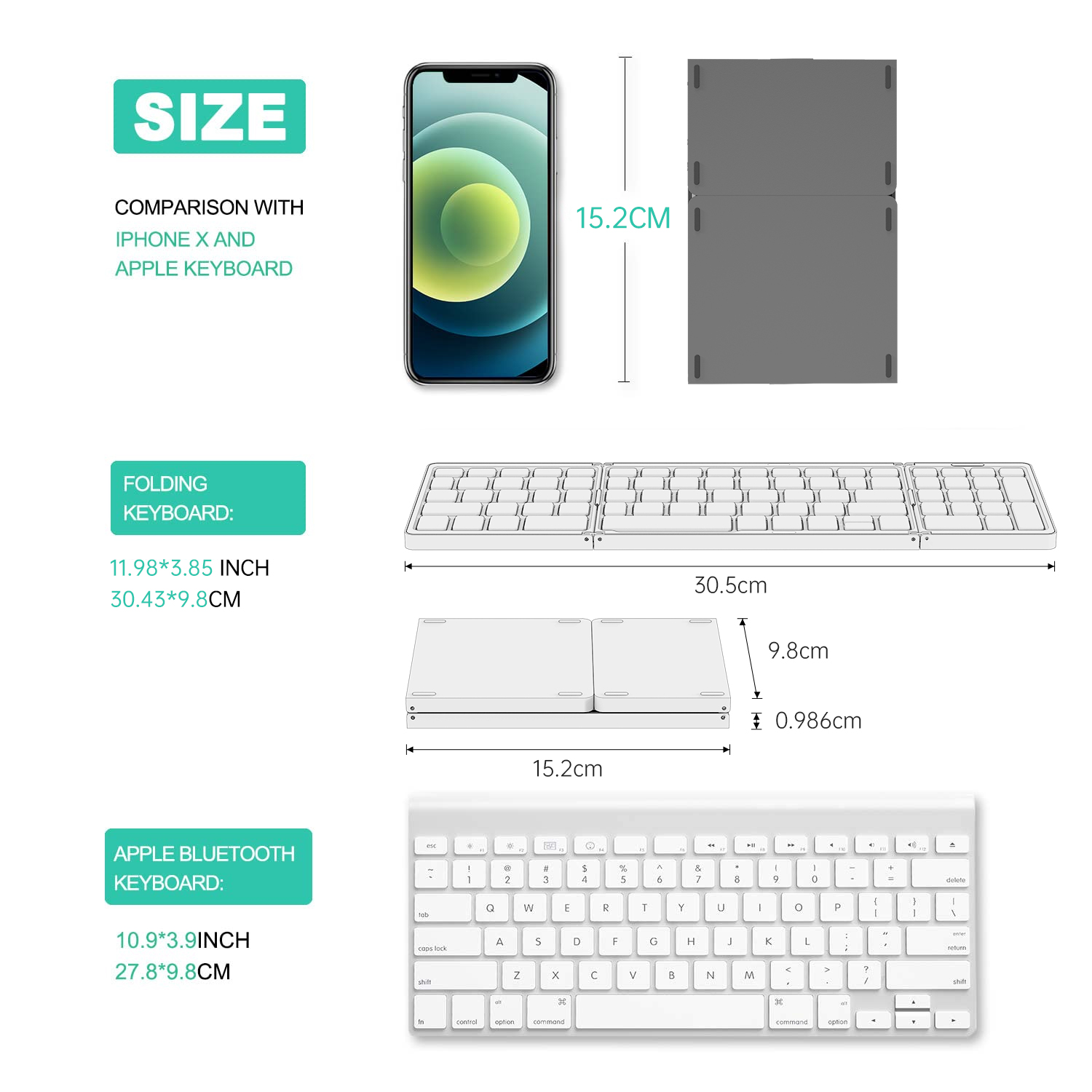 Teclado plegable inalámbrico BT teclado numérico para IOS Android Windows Ipad tableta portátil Mini Digital tres teclado plegable