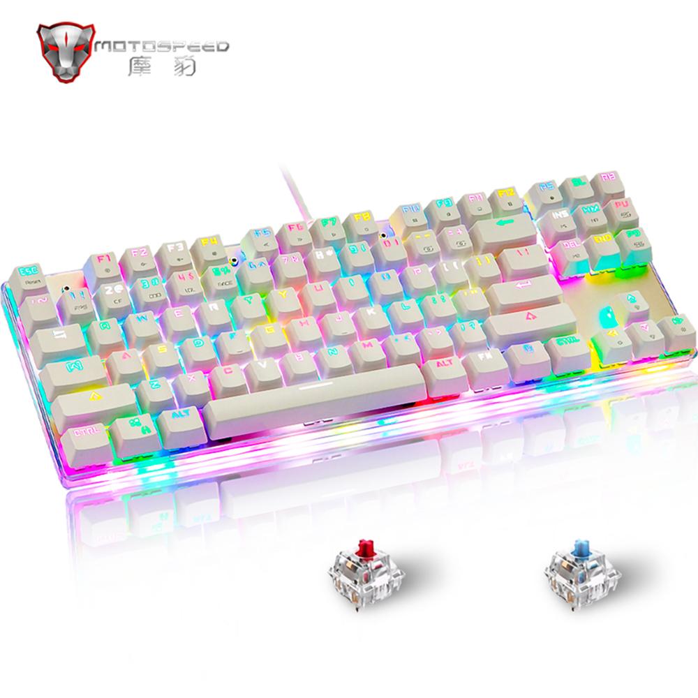 Original Motospeed K87S Gaming keyboards RGB Backlight Blue Red switch Mechanical Keyboard 87 Key for Gamer Russian Hebrew