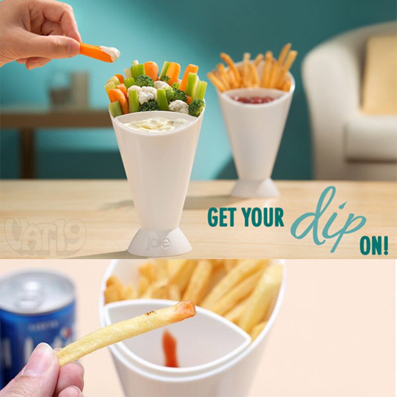Aperitivos perezosos, 2 cuadrículas, Bol para fruta, patatas fritas, patatas fritas, conos de ensalada, copa de plástico, surtido de platos para guardar salsa, vajilla, gadget