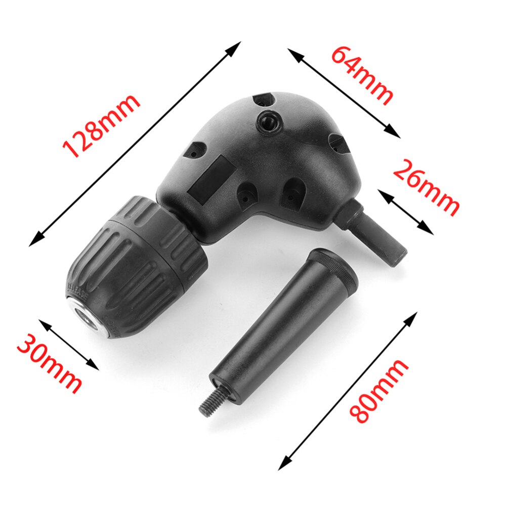3/8 "rechts Winkel Adapter 90 Grad Bohrmaschine Befestigung 9,5mm Runde Schaft Keyless Futter Backenfutter 0,8-10mm/0,03-0,4 in