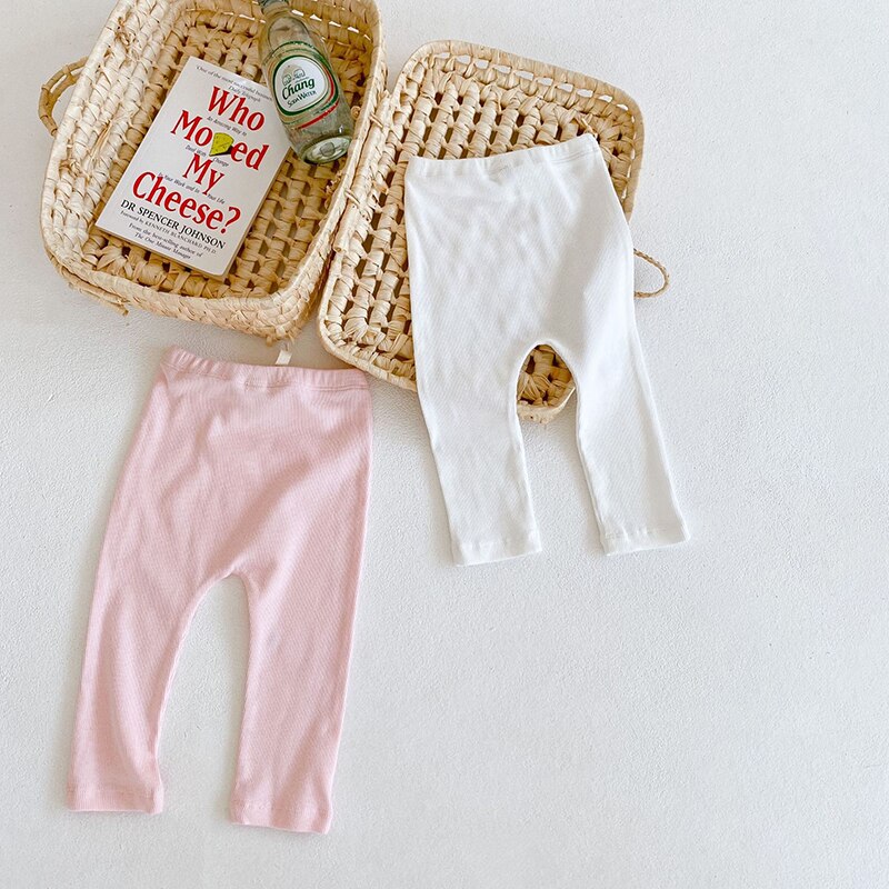 New Autumn Baby Legging Girls cotone tinta unita a righe a coste dolce rosa Leggings bambino bambino a costine ragazzi pantaloni abbigliamento