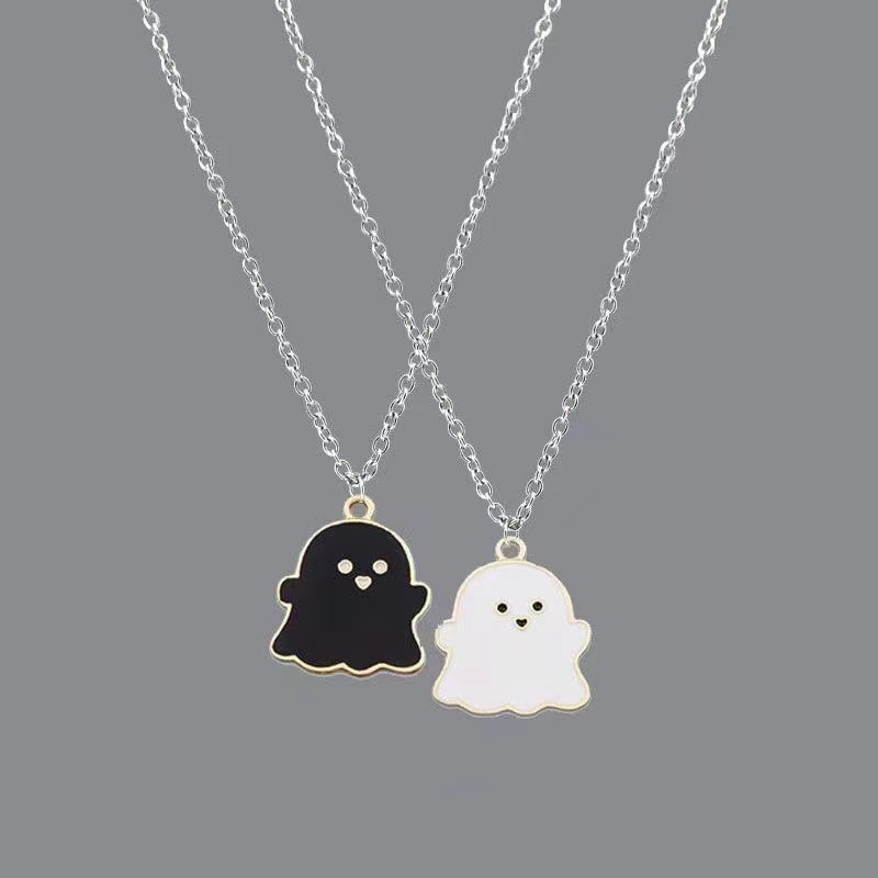 Collar pequeño diablo blanco en la espalda, gargantilla de cuello con cadena para clavícula para mujer, joyería, , gratis