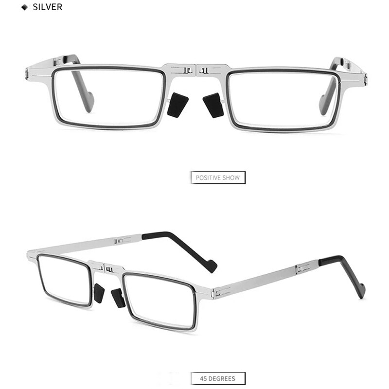 May Flower Blue Anti-Light Men's Reading Glasses Metal Foldable Presbyopia Men's Eyeglasses Frame Cooling Glasses Men With Case: +250