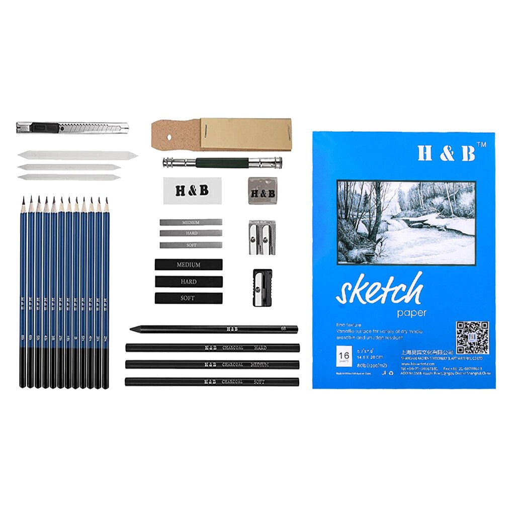 Sketching Pencil Set 2H-8B Break-resistant Artist Student Drawing Tools Kit