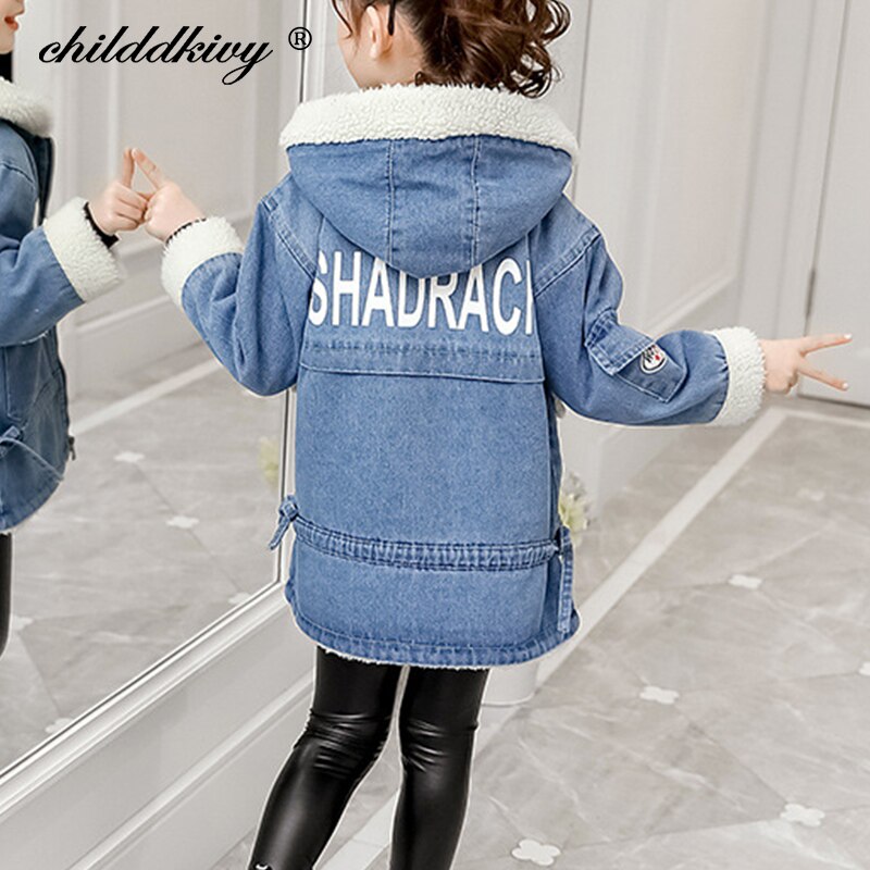 Girls Denim Coats Winter Kids Jacket For girls Baby Girls Clothes Plus Velvet Outerdoor Jean Coats for girls 3-10Y