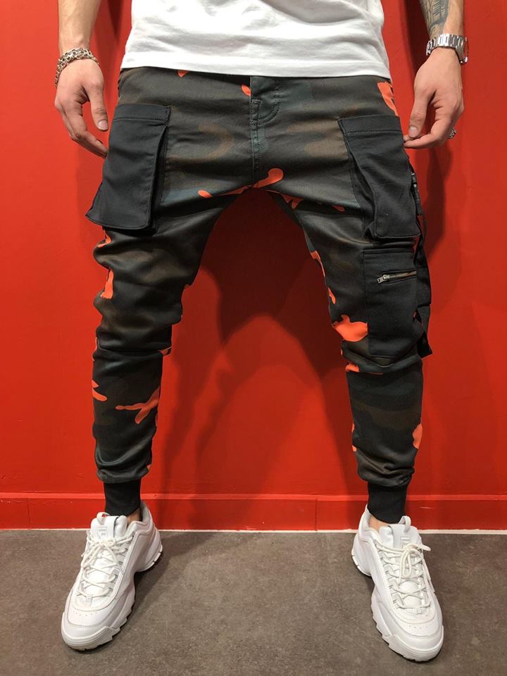Heren camouflage zijzakken broek met modieuze jogger chic broek met