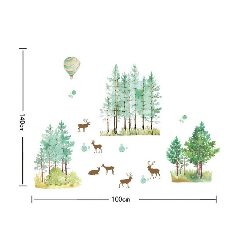 Tofok Aquarel Bos Herten DIY Muursticker Verwijderbare Woonkamer Kinderkamer Warme Muurschildering Sticker Hotel Kantoor Decoratief Behang