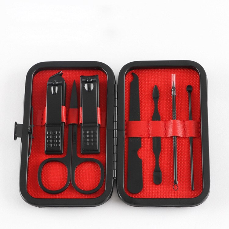 Red 7-12pc Scissors Nail Clippers Set Dead Skin Pliers Nail Cutting Pliers Pedicure Knife Nail Groove Inflammation Manicure Tool