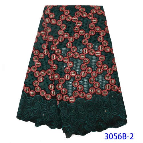 Telas de encaje de gasa suiza en suiza, telas de encaje de algodón suizo africano para mujer, tela de encaje nigeriano para vestido KS3056B: Picture 2
