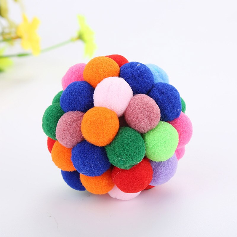 1PC Handmade Popular Colorful Cat Toy Interactive Toy Pet Pet Supplies Bells Bouncy Ball