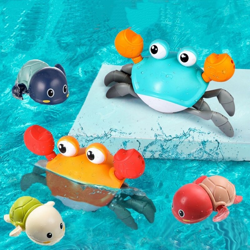 Child Bath Toy Big Crab Clockwork Baby Infant Water Classic Toy Beach Toys for Baby Drag Baby Bath Tub Summer Toys for Kids