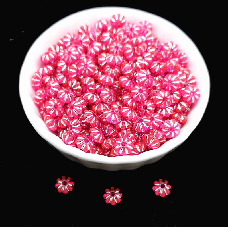 200 Uds. Hermosas cuentas con forma de flor espacio colorido para hacer joyas colgante collar pulsera DIY: Rosa