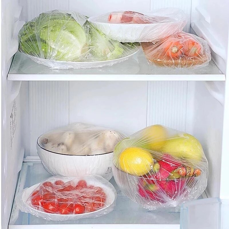 Cubiertas duraderas reutilizables para almacenamiento de alimentos, cubiertas elásticas para mantener alimentos frescos, envoltura de plástico para platos, película para refrigerador de cocina, 20/100 piezas