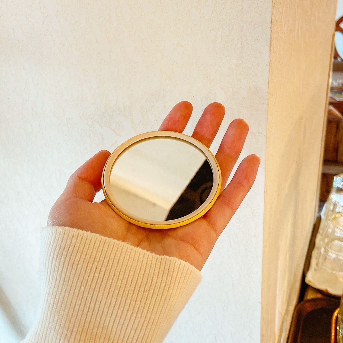 Mini espejo de dibujos animados, espejo redondo pequeño portátil, perfecto para niños y niñas, 1 unidad