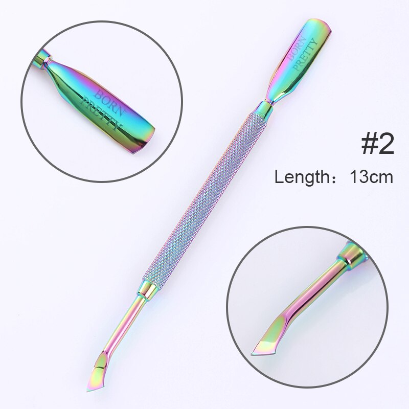 BORN PRETTY Rainbow Nail Cuticle Pusher Dual-use Cuticle Remover Cutter Scraper Cleaner Trimmer Manicure Pedicure Tool: Light green