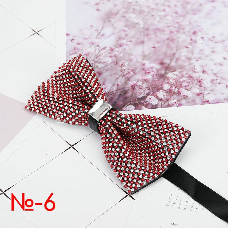 Nœud papillon rayé en diamant Pu pour hommes, accessoire de luxe, Super Cool, avec strass, pour mariage: 6