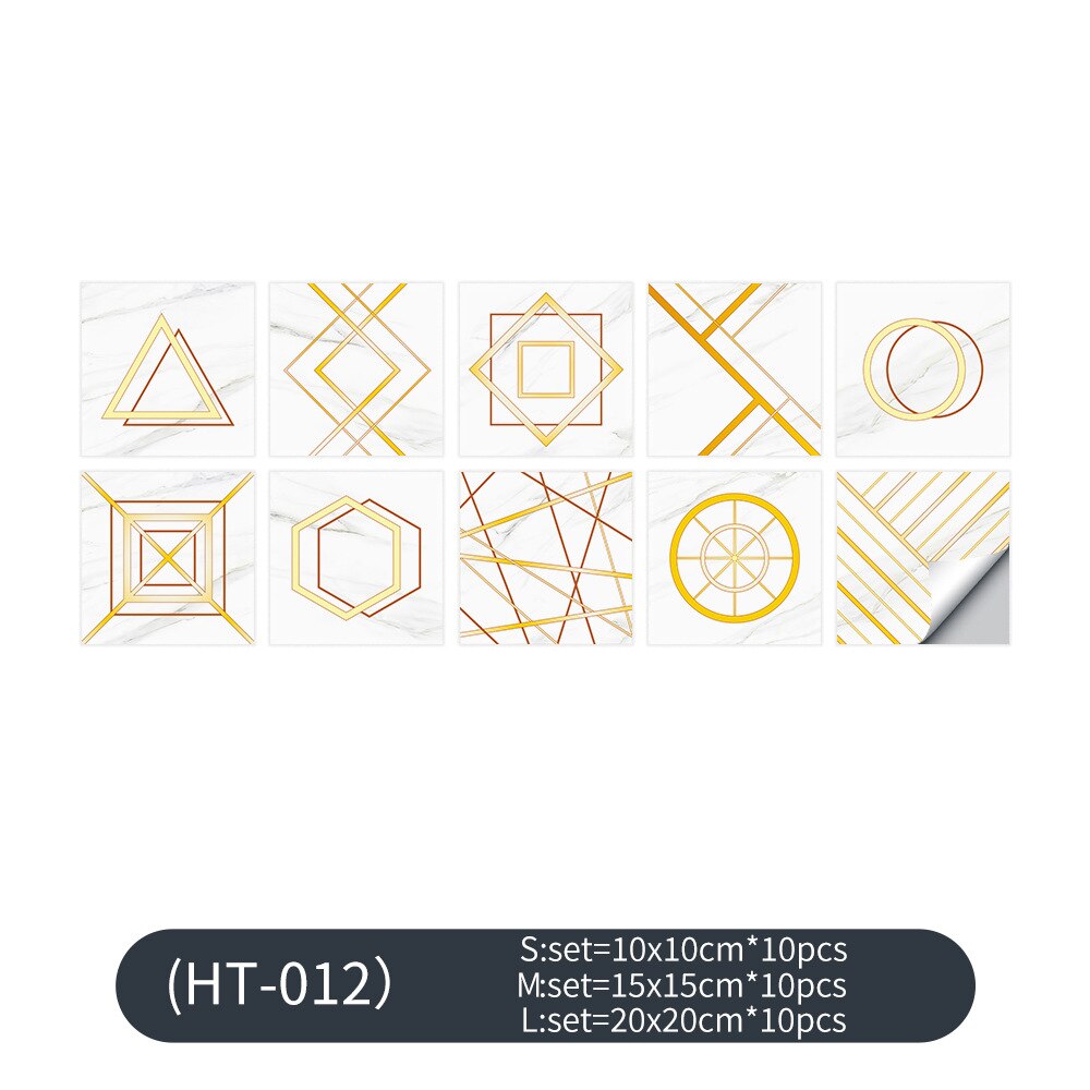 Kitchen Wall Sticker Set Waterproof and Oil-proof Geometric Figure Wall Decoration Wallpaper Light Moisture-proof PVC Texture: 002