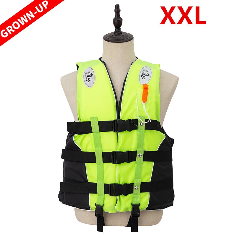 Adult Life Vest Jacket Swimming Boating Ski Surfing Survival Drifting Life Vest with Whistle Water Sports Man Jacket Polyester: Green XXL