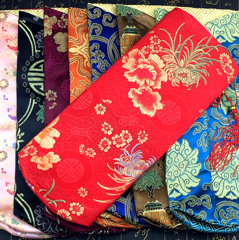 Chinese knoop kersthoes wijnfles tas tafeldecoratie wijnfles tas zijde brokaat rode wijn kleding past 750ml 10 stuks