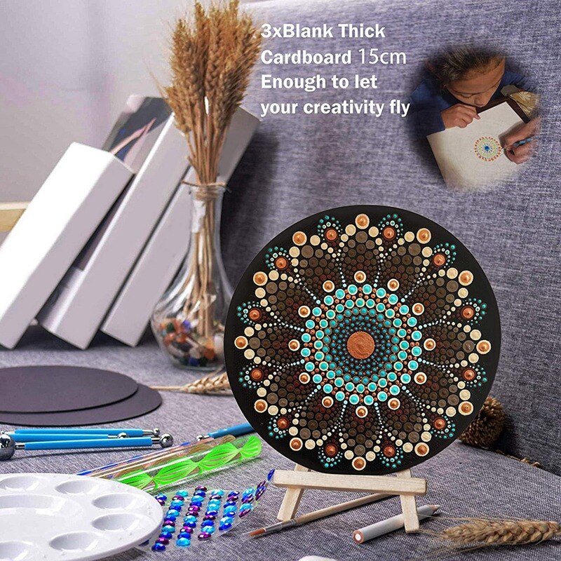 Mandala Dotting Tools Set with 3 Cardboards - Supplies Tools Kits for Painting Rocks