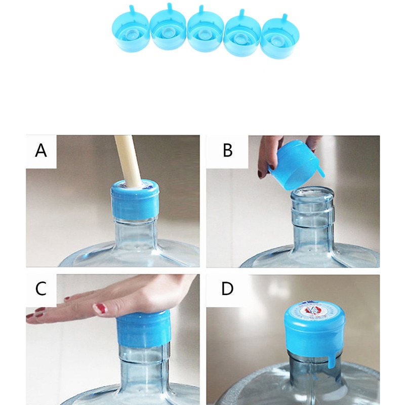 5 stuks 3/5 gallons anti-pel doppen waterfles klikdeksels lekvrije herbruikbare vervangende waterflesdoppen