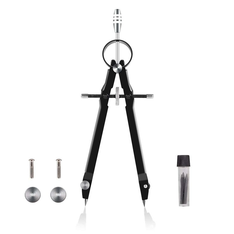 Compass, Compass Geometry Set with Lock, Math and Precision Compass, Metal and Durable for Solid and Plane Precisio: Black