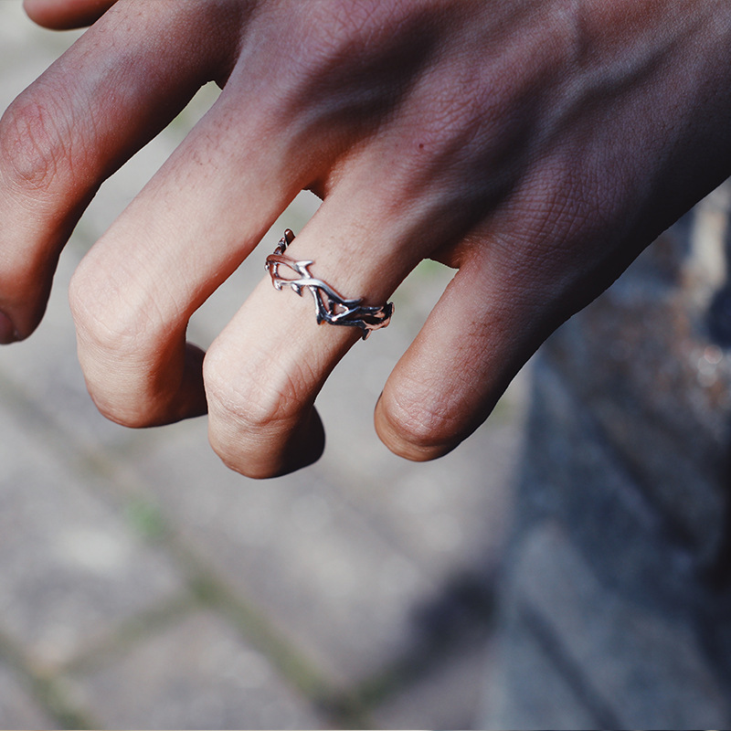 anillo de pegamento en forma de gota de rama esmaltada, anillo azul quemado artístico y fresco, accesorios de de de vacaciones para mujer a la y Retro: Multicolor