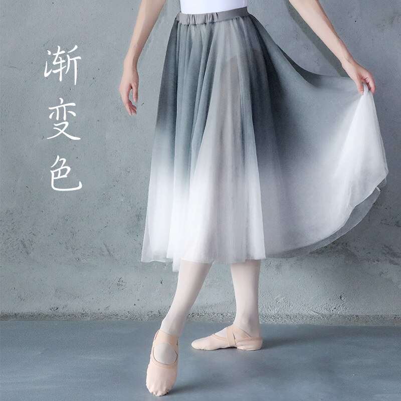 1pcs/lot vintage Women Ballet costumes Adults Dance long sleeve top Skirts Adults Soft Gradient Gray Ballet Dress: 5 / XL