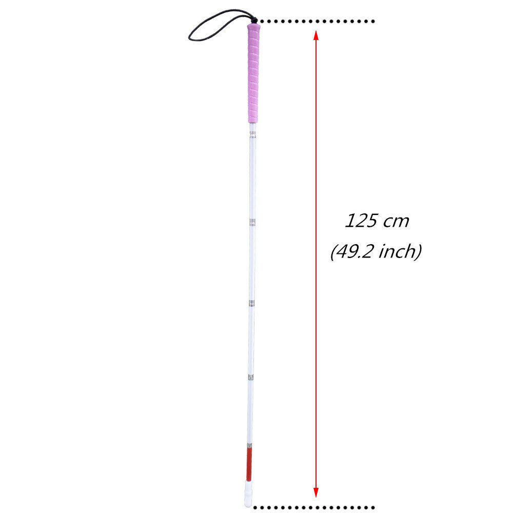 120 cm – 155 cm Blindenlangstock,weiße Stock,Faltlangstock mit Kautschukgriff, 6-teilig, mit 2 Kunststoffspitze 6PEA-PIK: 125cm (49.2 inch)