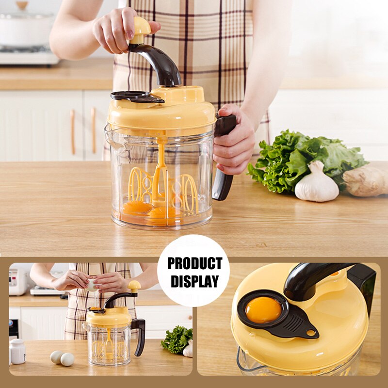 Hand Crank Food Processor Manual Food Chopper Egg Blender Vegetable Dicer Mincer Fruit Chopper MU8669