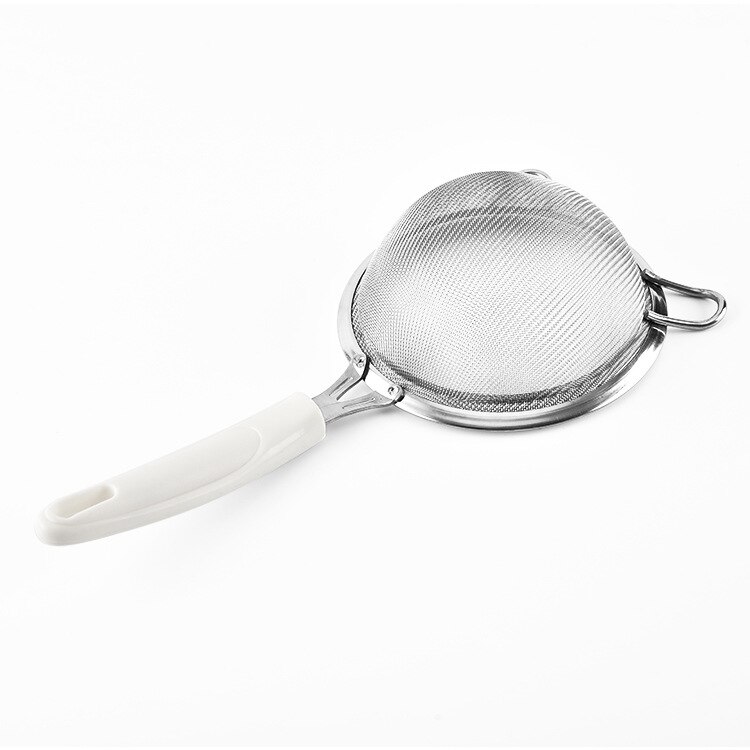 30 Mesh Stainless Steel Flour Sieve White Handle Manual Double Layer Fine Mesh Oil Strainer Baking Tool Kitchen Supplies