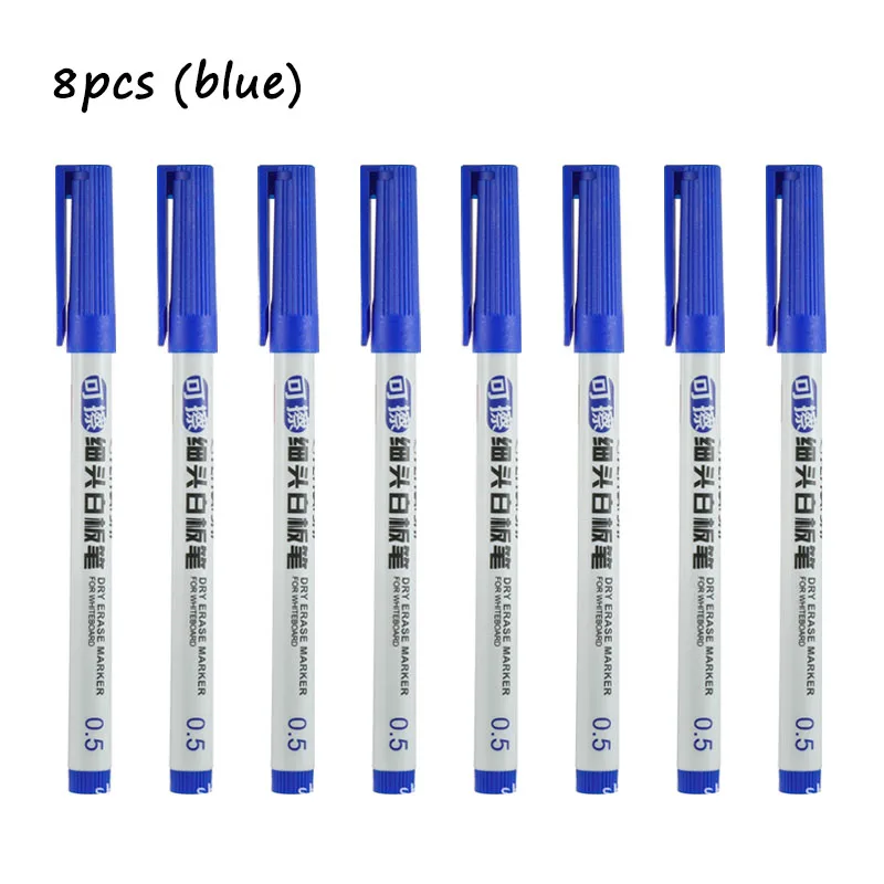 6/12 Stuks Whiteboard Marker Pennen Schoolbord Pennen 3 Kleuren Uitwisbare White Board Markers School Klas Kantoorbenodigdheden levert: Blauw