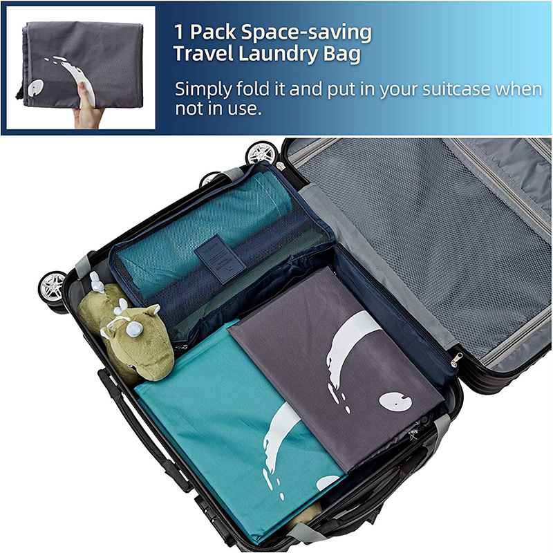 Nylon vasketøjspose rejseposer opbevaringsorganisator pose vaskemaskine vaskbar snavset tøj snørepose stor kapacitet