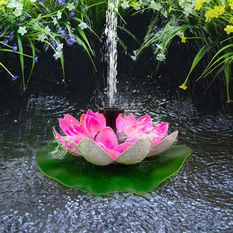 Rosa Solar- Lotus Brunnen Lotus Blume Brunnen Brunnen Wasser Pumpe Hof Landschaft Farben Garten Brunnen Teich Solar-