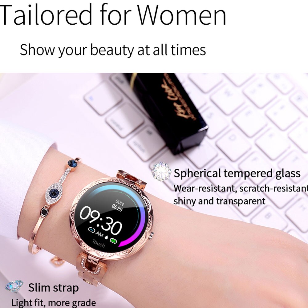 women smart watch AK15 Luxury smart bracelet heart rate waterproof fitness tracker for Android iOS phones pk H8 KW10 W8