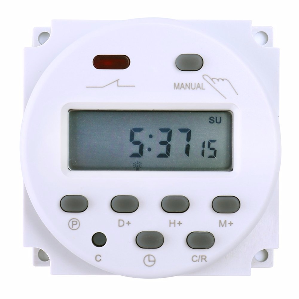 CN101 AC110V Digital Round LCD Power Programmable Timer Time Relay 16A Switch Support 17-times Daily Weekly Program Switch