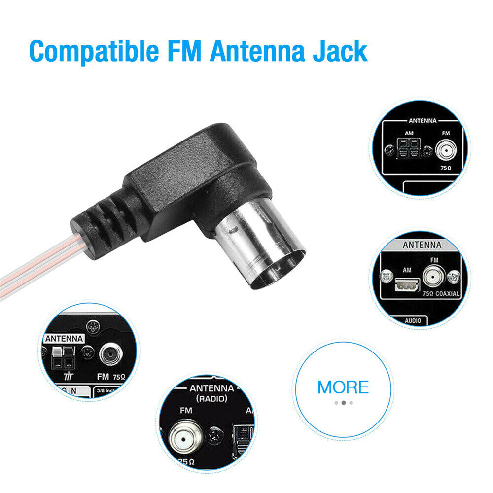 FM Antenna 75 Ohm F Type Male Plug for Home Radio Stereo Signal Receiver Aerial Indoor FM Dipole Antenna