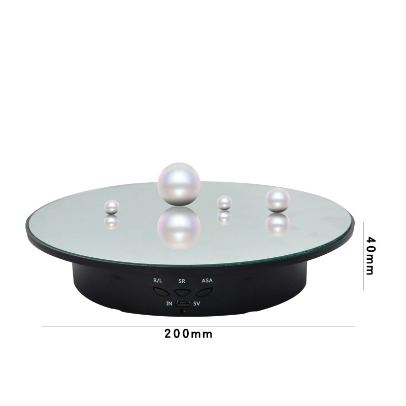 Rotating Display Stand - 20x20x4cm - Electric Turntable for Product Photography, Jewelry, Video Shooting: Black mirror