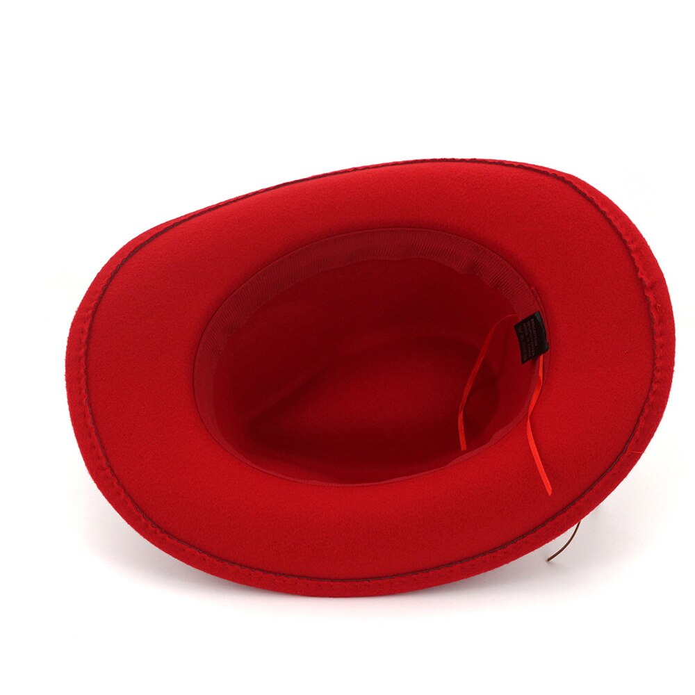 Women Wool Western Cowboy Hat With Tassel Ribbon Wide Brim Jazz Hat Sombrero Hombre Hat