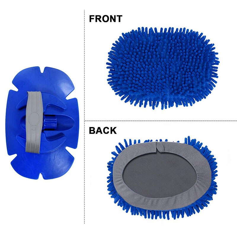 Upgrade 2 in 1 Three section Telescoping Long Handle Car Wash Brush Mop Thick Chenille Microfiber Broom Cleaning Tool
