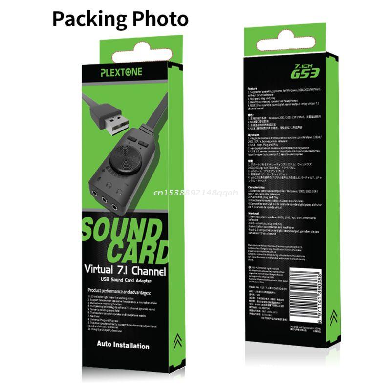 GS3 Virtual 7.1 Channel Sound Card Converter Adapter External USB 3.5mm Headset Stereo for PC Desktop Notebook 77JC