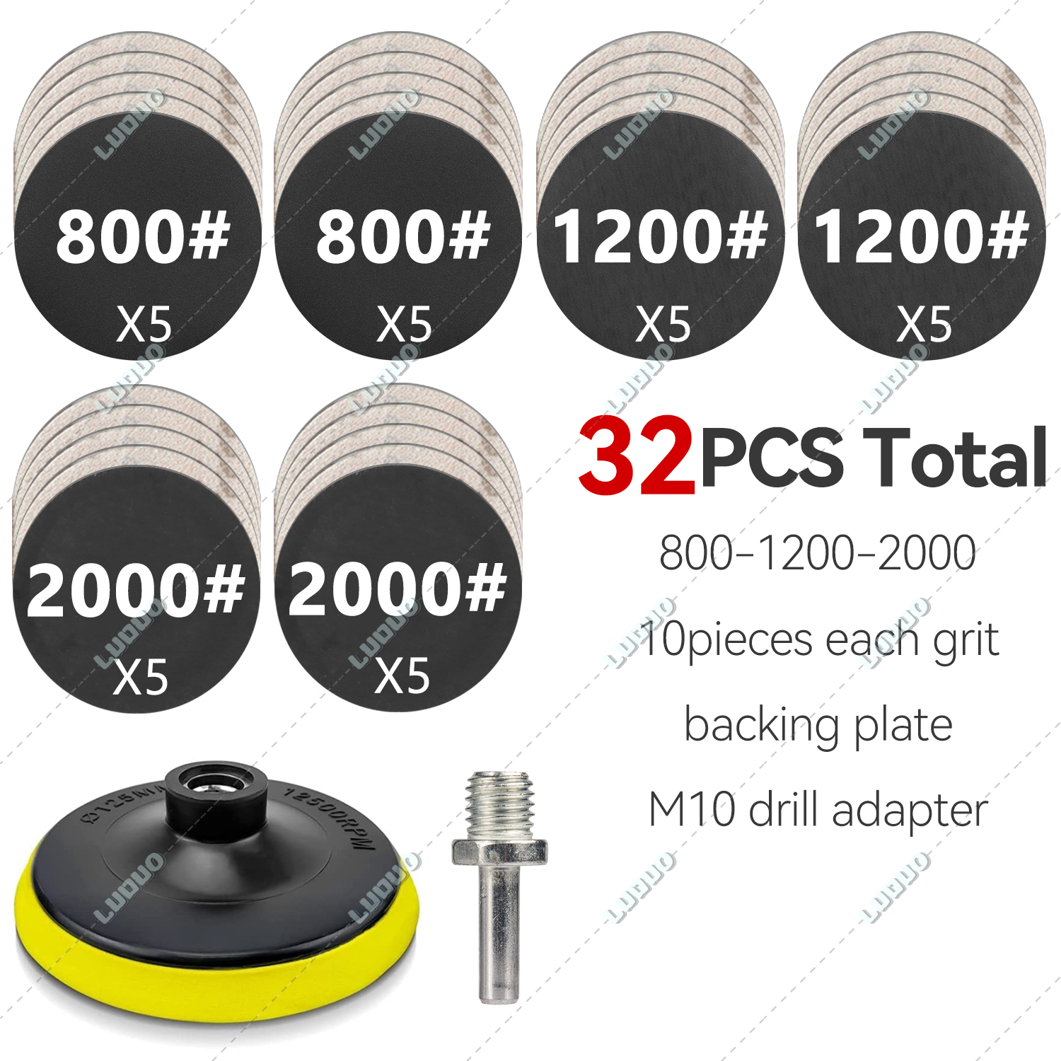 Foglio di levigatura rotondo a umido Carta vetrata per lucidatura a secco per dettagli auto Accessori per smerigliatrice per ripristino fari Carta per dischi abrasivi: marrone
