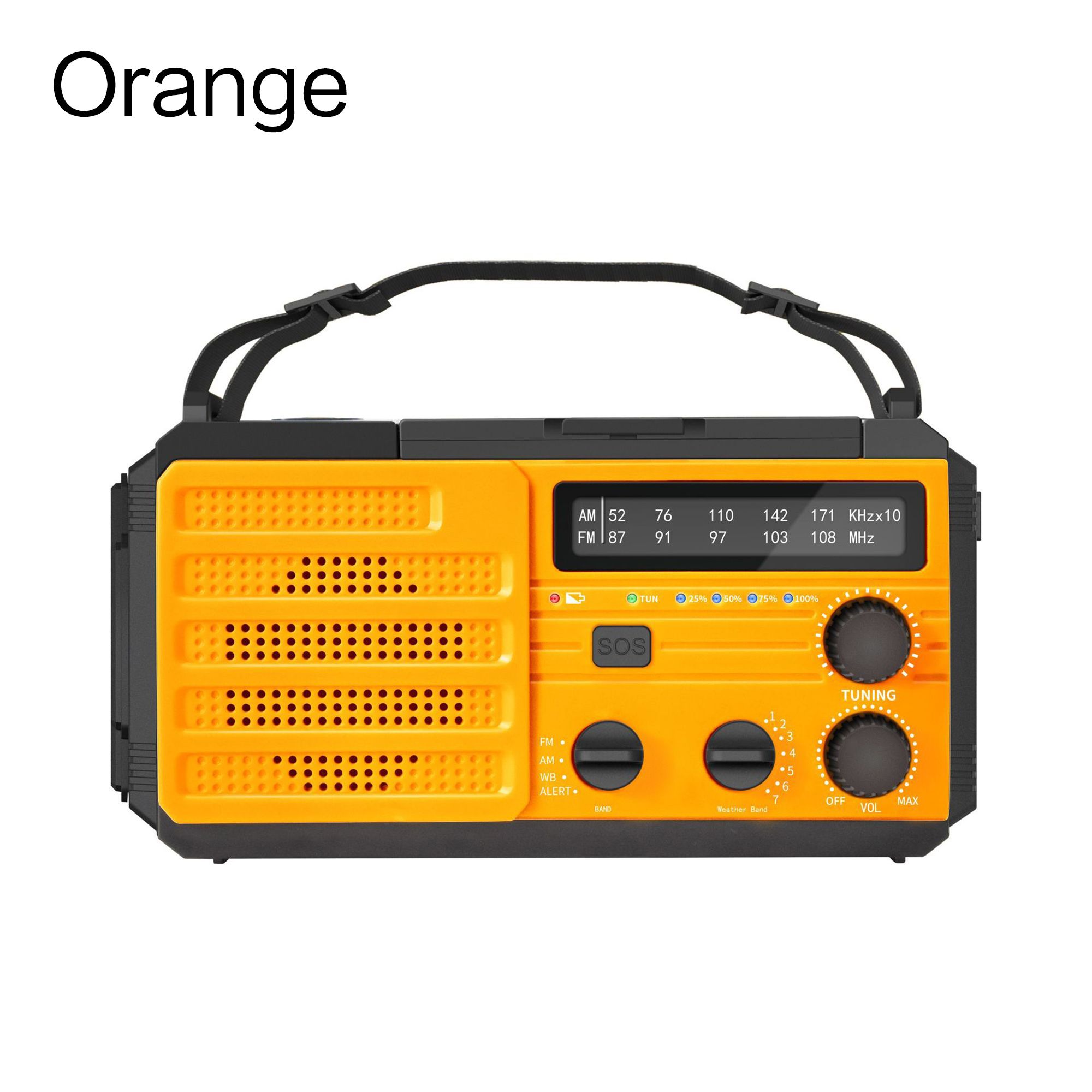 Radio pogodowe Awaryjne wielofunkcyjne radio FM AM WB Korba ręczna Solar USB Ładowanie 2000mAh Power Bank Latarka LED