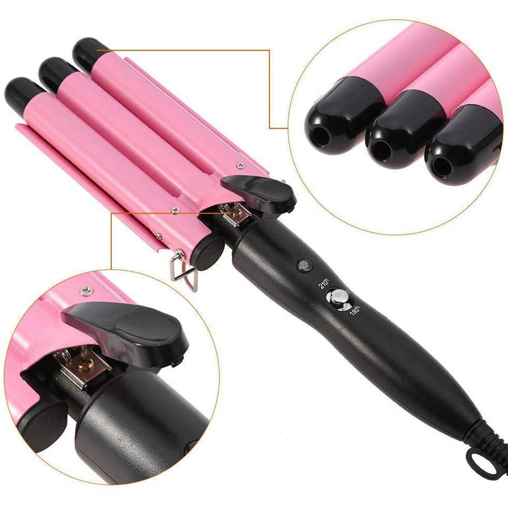 Modelador de cabelo crimper placa milho plana ferro 28mm pro três tubo curling triplo barril elétrica modelador cabelo rolo ferramenta estilo