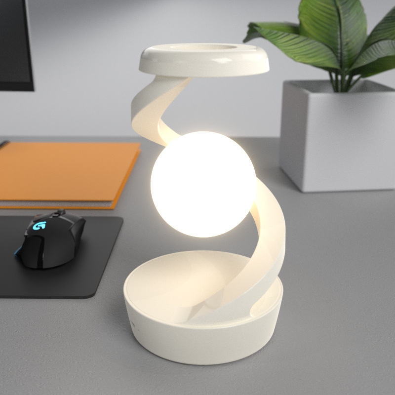 Rotating Suspension Desk Light RGB Ambient Light Mobile Phone Wireless Charging Night Light: black