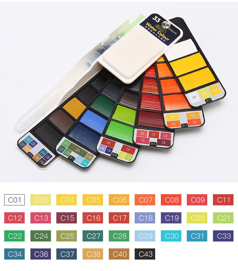 Portable Color Chart Superior Portable 18/25/33/42 Colors Solid Water P... – Vicedeal