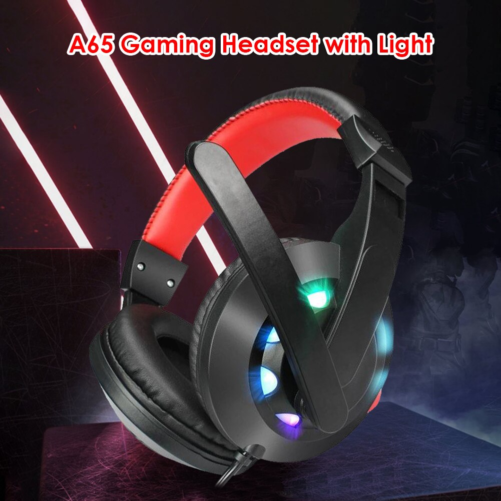 Gaming Headphone 3.5mm Wired Headset Stereo Deep Bass Over-Ear Headphone with Microphone for Laptop Tablet Gamer