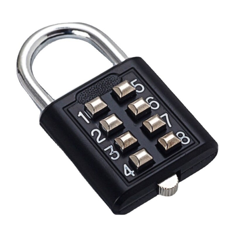 8 Digits Password Code Combination Padlock Zinc Alloy Suitcase For Luggage Travel Code Smart Lock Code Keyed Anti-thieft Lock: Black