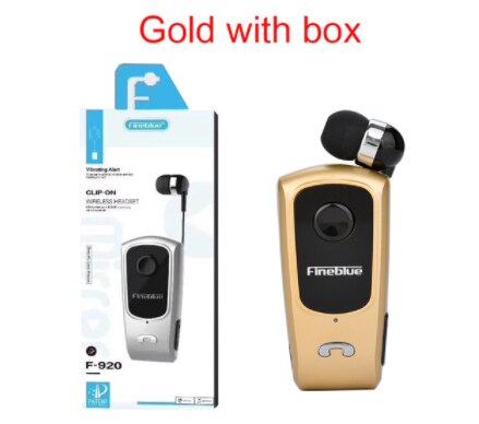 100% Original Fineblue F910 Wireless Bluetooth V4.0 Headset In-Ear Vibrating Alert Wear Clip Hands Free Earphone For Smartphones: Gold with box